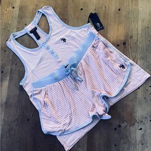 Ralph Lauren -Womens short set -Pink,White & Baby Blue so cool